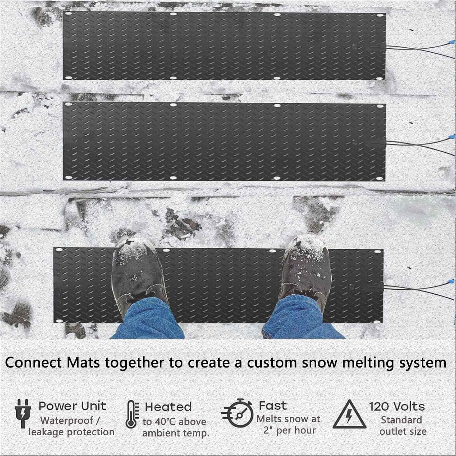 Tapis De DéNeigement pour EntréEs, Tapis Chauffants pour AlléEs pour Le DéNeigement, Tapis Chauffant ExtéRieur pour l'hiver, Tapis en Caoutchouc AntidéRapant