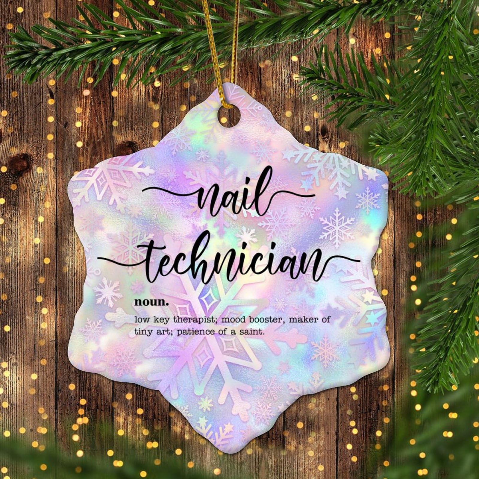Lmmixee Nail Technician Definition Personalized Christmas Ornament 2023 Nail Technician Word Definition Ornaments For Christmas Trees Novelty Gifts for Holiday Souvenir Birthday 3 Inch