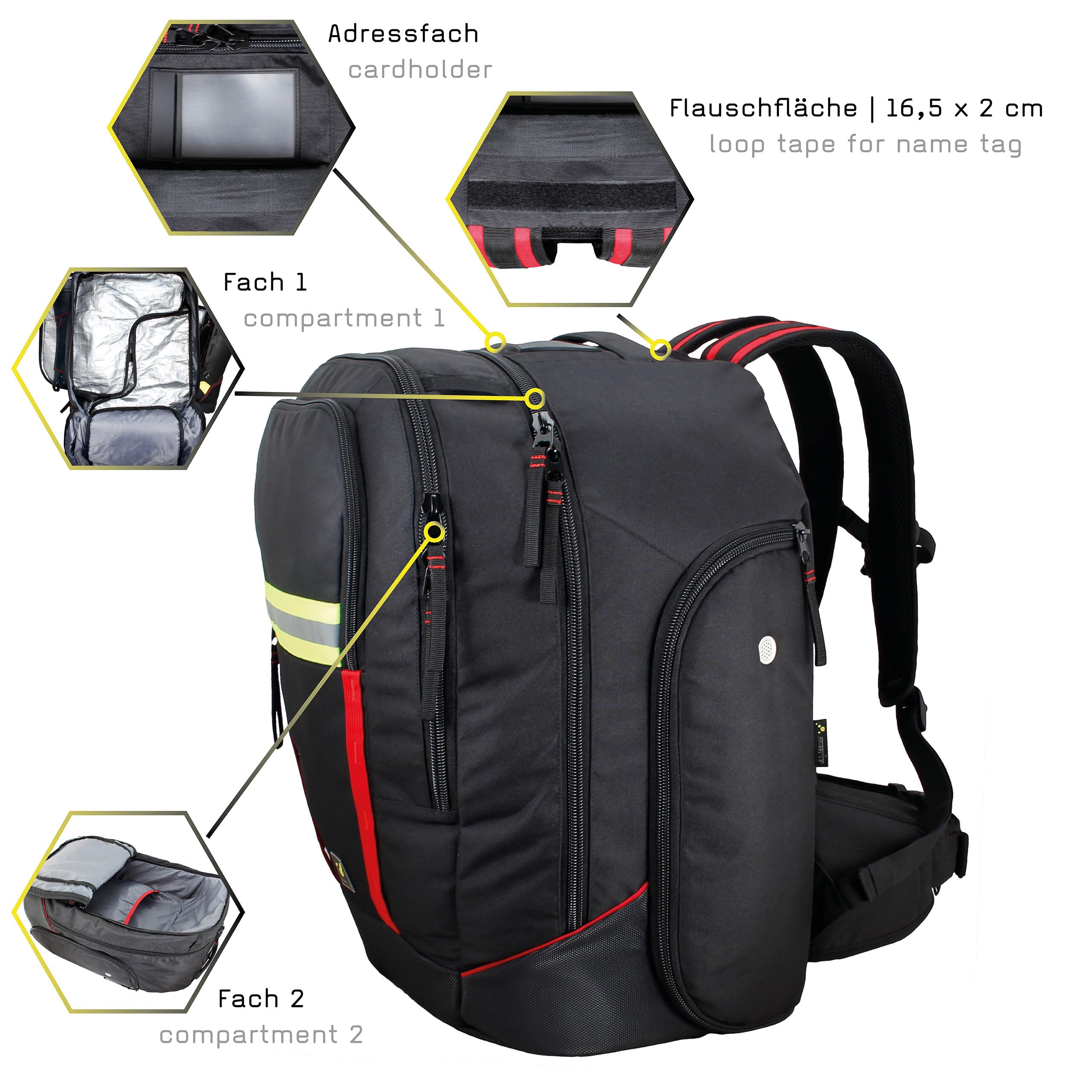 tee-uu SHIFTBAG EVO Rucksack | für die persönliche Schutzkleidung | 50 L Volumen | getrenntes Stiefelfach | abnehmbare Helmhalterung