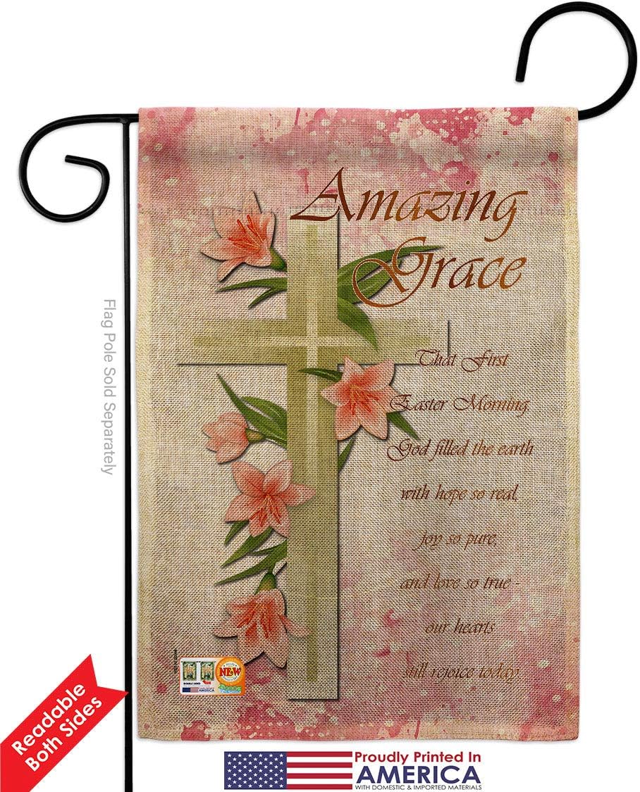 Amazing Grace Burlap Burlap Garden Flag Religious Bible Verses Bless Faith Thank Hope Pray Christian Religion Small Decorative Gift Yard House Banner Double-Sided Made In USA 13 X 18.5