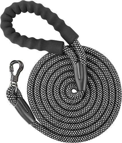 NTR Correa de perro resistente de 15 pies, correa larga con gancho giratorio bloqueable, hilos reflectantes y mango cómodo, correa para perro para