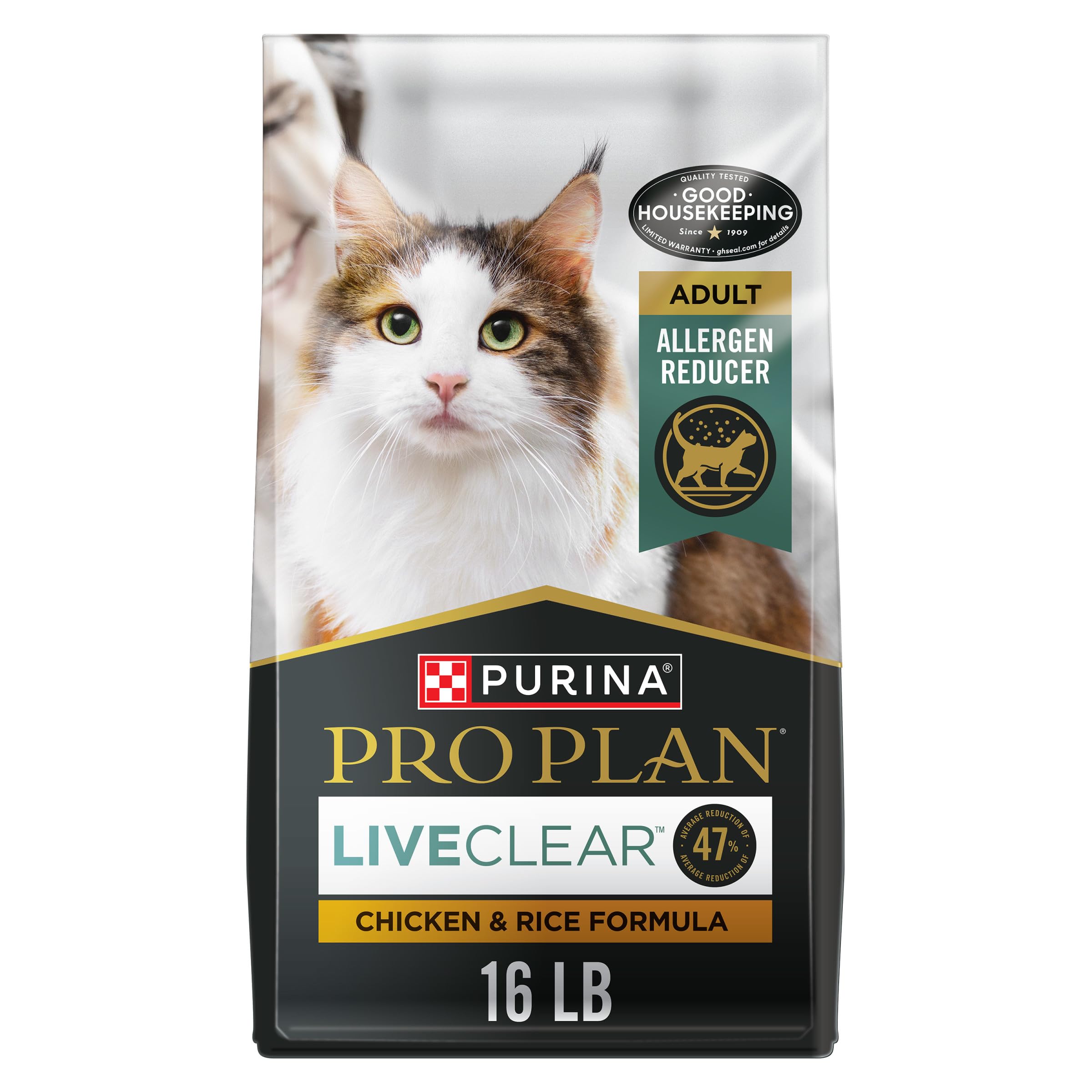 Purina Pro Plan Allergen Reducing, High Protein Cat Food, LIVECLEAR Chicken and Rice Formula - 16 lb. Bag