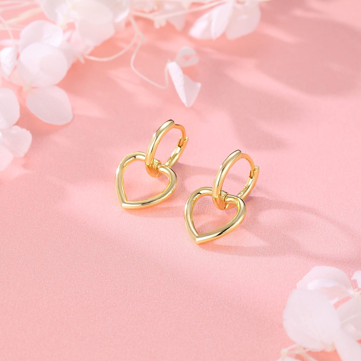 SLUYNZ 925 Sterling Silver Heart Hoop Earrings for Women Teens Love Heart Hoop Dangle Earrings Huggie Studs - Image 5