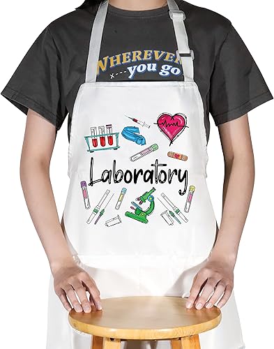 Miniatura 3 de BWWKTOP Delantal de técnico de laboratorio con bolsillos, delantal de laboratorio de ciencia, semana de laboratorio, regalos de tecnología de