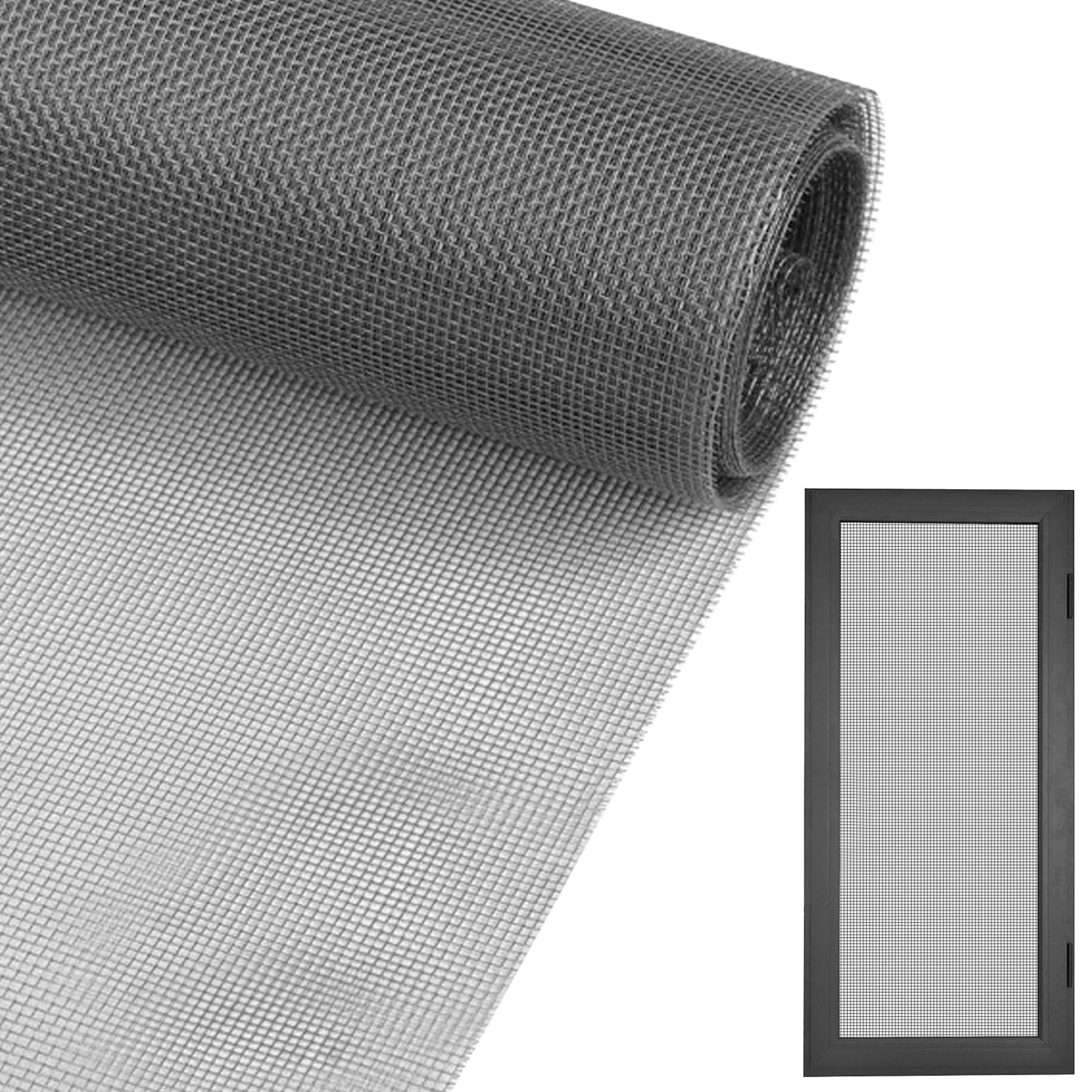 Elyebxj Grey 5X16ft Fiberglass Window Screen Mesh With Fine Hole, Screen Door Mesh To Prevent Mosquitoes And Insects, Replacement