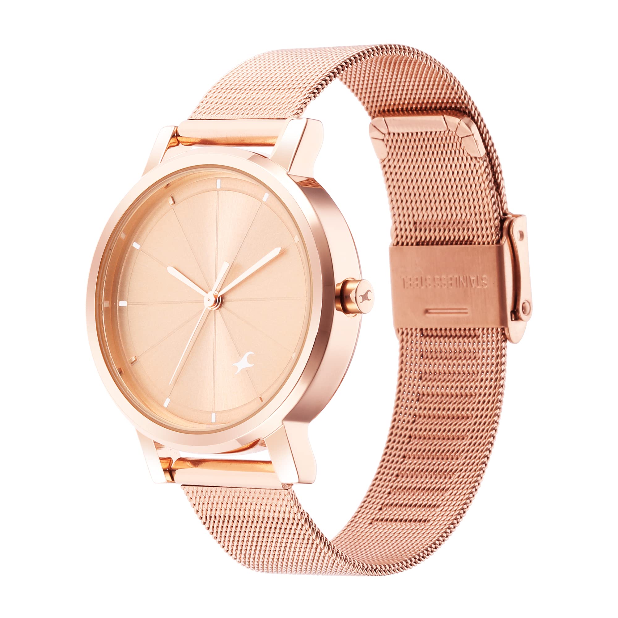 Fastrack Fleek Quartz Analog Rose Gold Dial Rose Gold Metal Strap Watch for Women - NT68028WM01 2