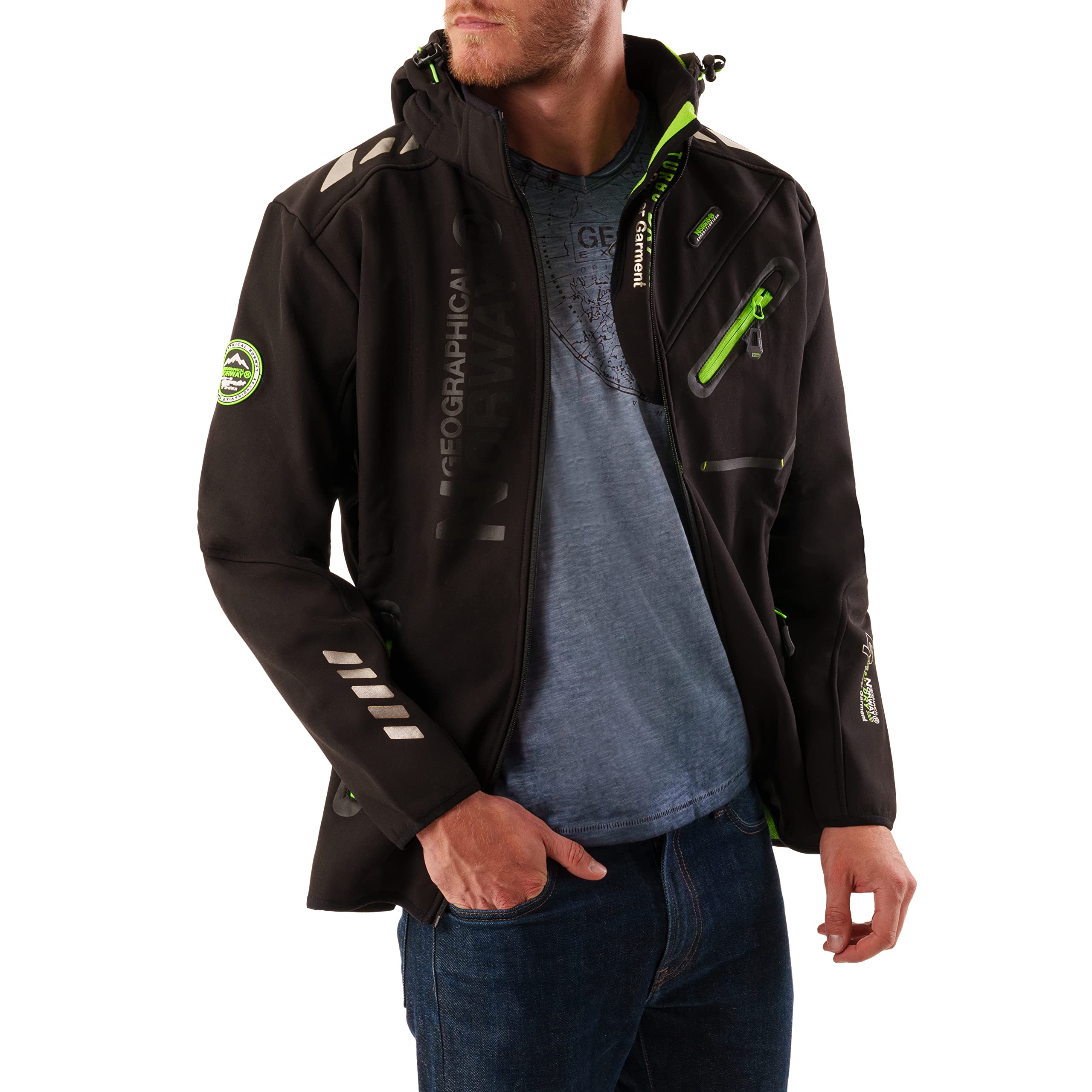 Geographical Norway ROYAUTE MEN - Chaqueta Softshell Impermeable Hombre - Capucha Transpirable Exterior - Chaqueta Cortavientos Invierno - Actividades Aire Libre ()