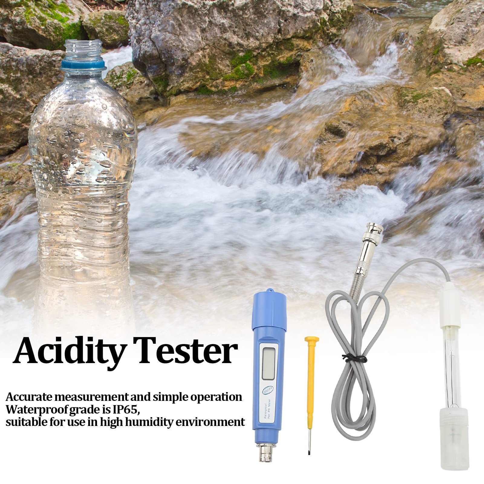 PH - 03 II D Tester PH portatile e misuratore di qualità dell'acqua - Strumento di acidità impermeabile IP65 con custodia in ABS per acquacoltura, coltura, laboratorio e