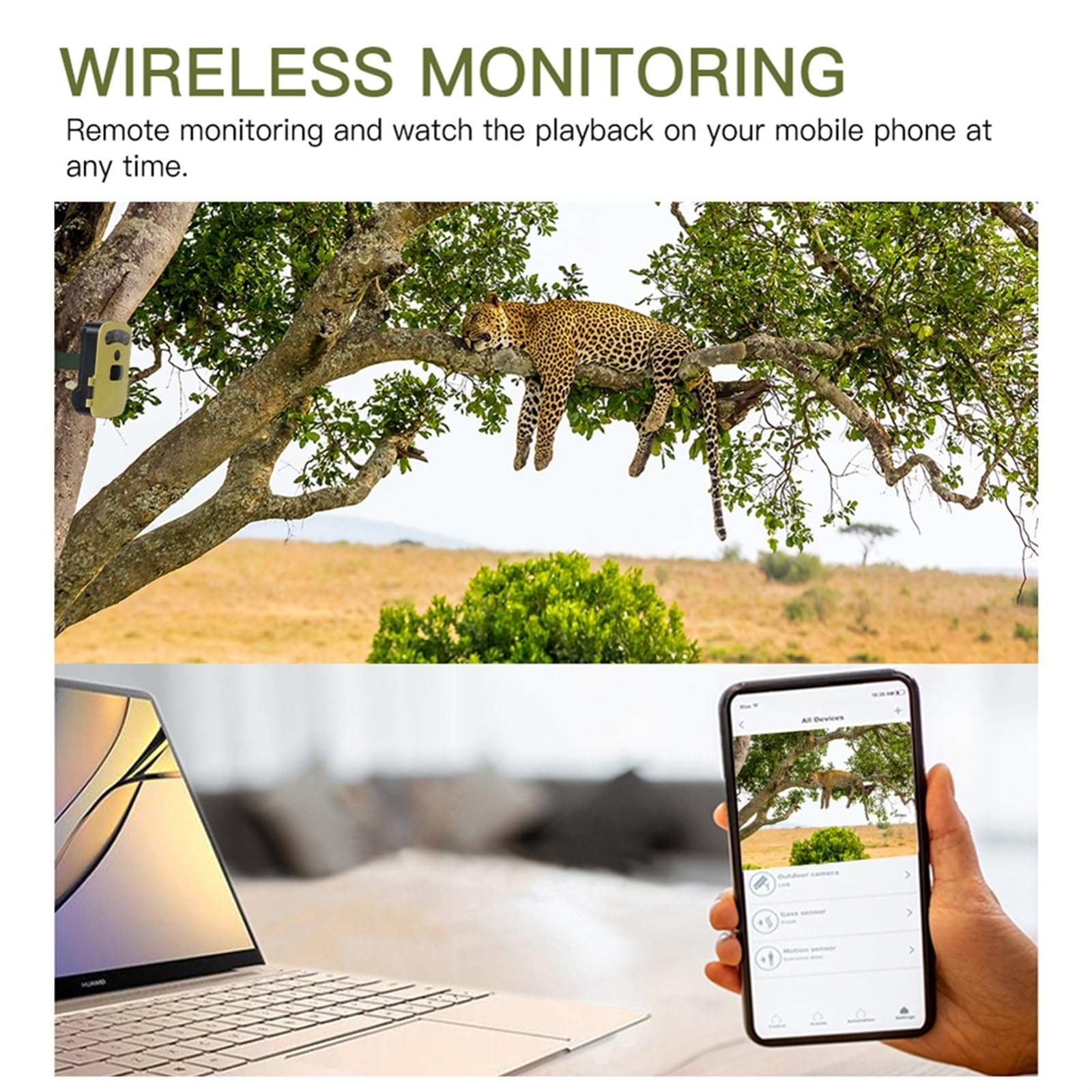 Cámara Vida Silvestre Vigilancia Inalámbrica del Monitor De La Vida Silvestre Cámara Juego Caza Rastro Panel Solar Habilitada WiFi Confiable Preciso