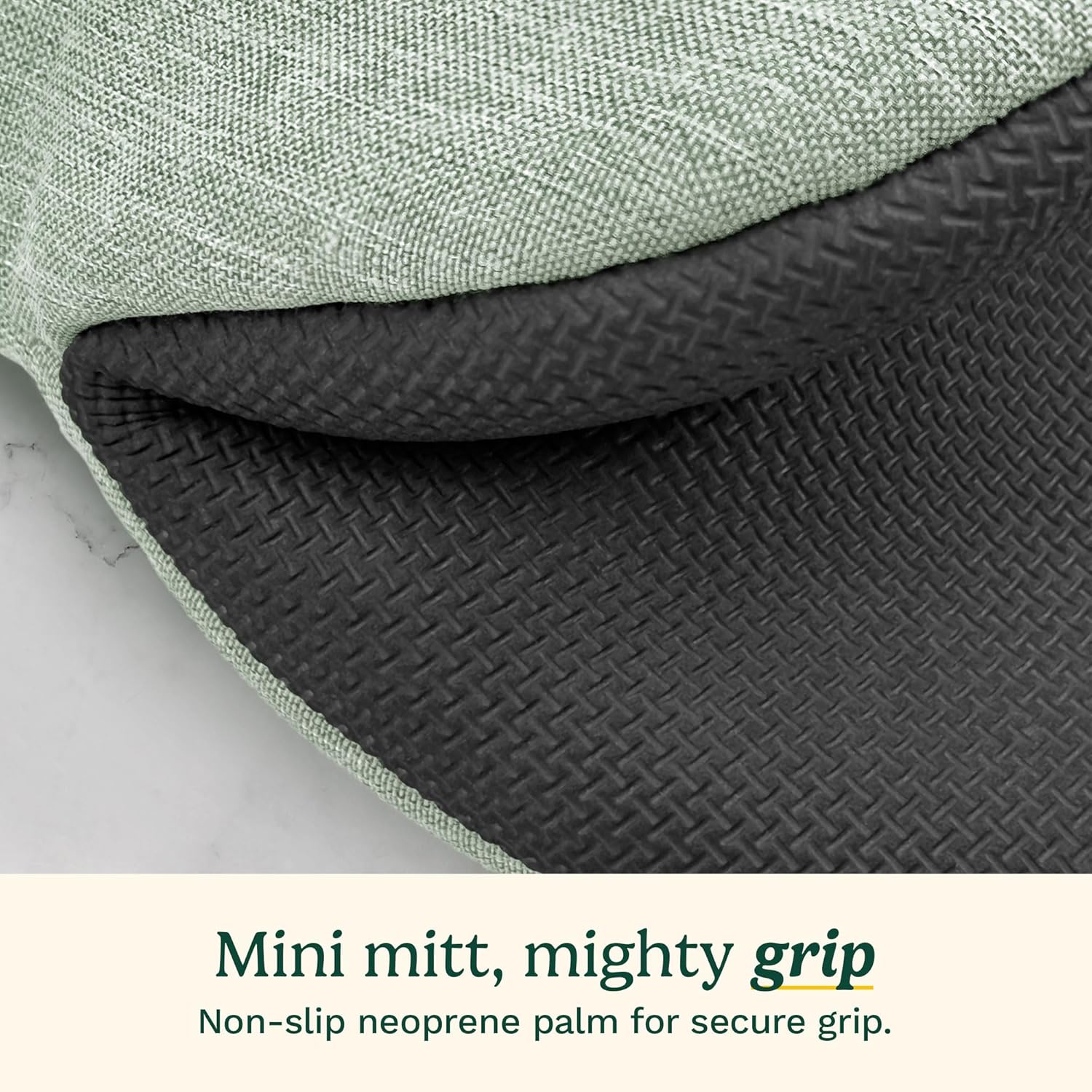 Cuisinart Mini Oven Mitts – 5.5” x 7” Heat-Resistant Kitchen Mitts for Oven with Non-Slip Neoprene Palm, Cotton Filling, and Fabric Loop – Durable Oven Mitt Set for Cooking & Baking (Sage) - Image 4