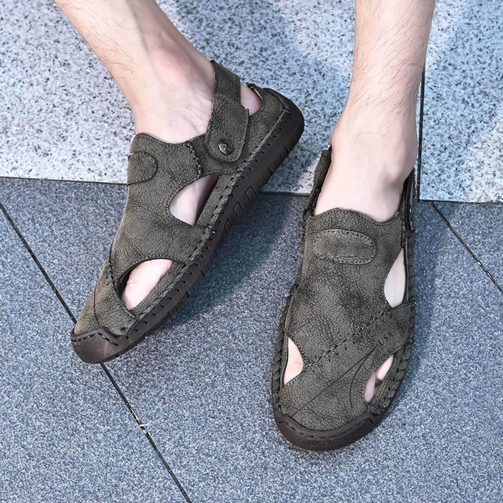 Sandalias Playa Hombre Suela de Goma Malla Transpirable con Bandas Ajustables Senderismo Casual Chanclas Piscina Zapas Calzado Sandalia Antideslizante Comodo para Vacaciones Natacion