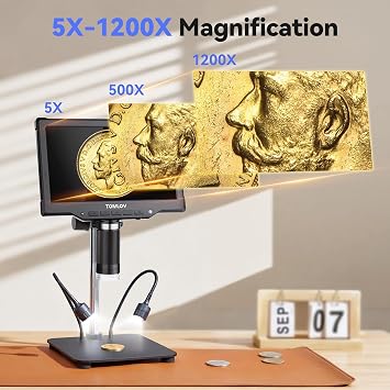 TOMLOV DM10 Digital Coin Microscope with Light, 10.1 Soldering Magnifier