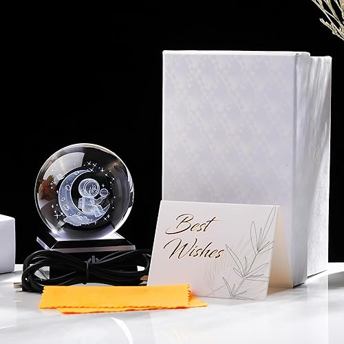 Miniatura 5 de Estatua de astronauta 3D, bola de cristal de 3.150 in, 3.15 pulgadas, regalos de astronomía espacial, modelo de decoración del sistema solar, esfera