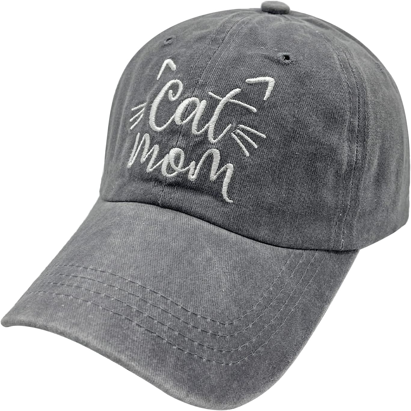 Waldeal Women's Cat Mom Baseball Cap, Washed Adjustable Cat Lover Hat - Image 2