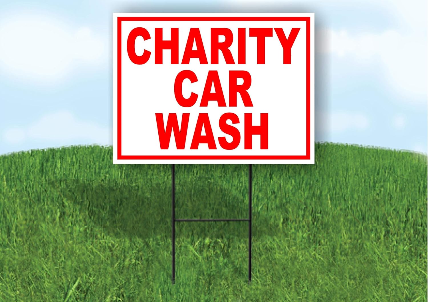 Charity Car Wash RED - Double Sided Yard Sign ROAD SIGN with Stand