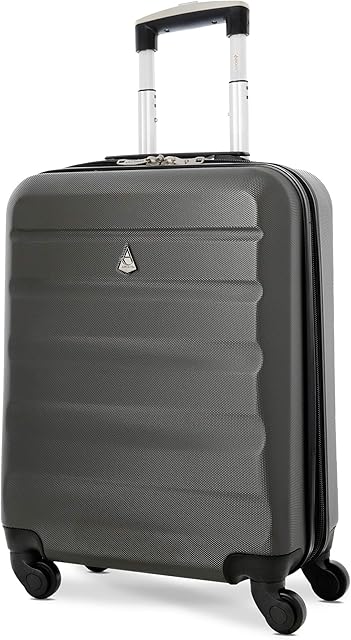 Aerolite 55x40x20 Ryanair Maximum Allowance 40L Lightweight Hard Shell Carry On Hand Cabin Luggage Suitcase with 4 Wheels - Also Approved for easyJet, British Airways, Jet2 and More (Charcoal)