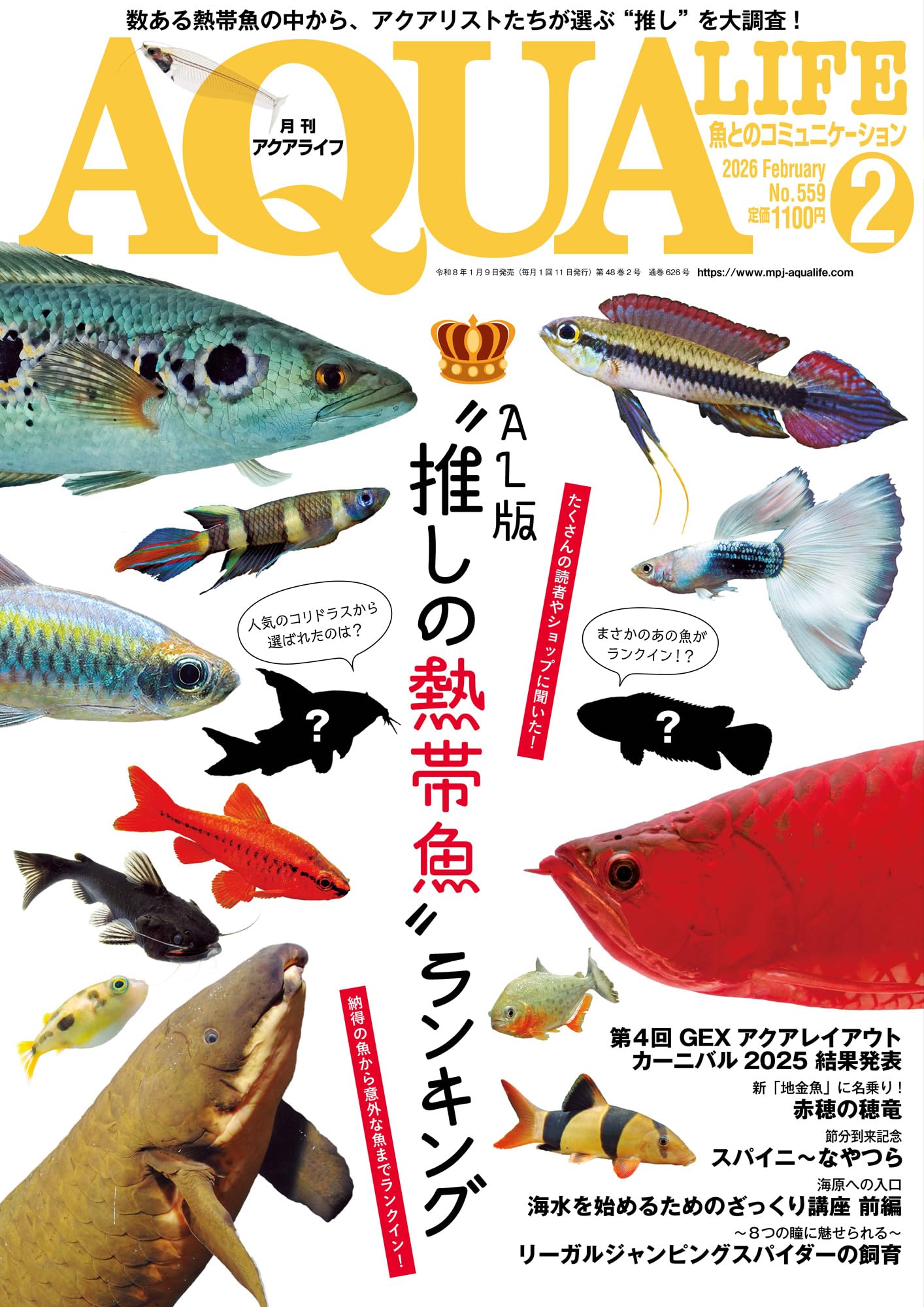 月刊アクアライフ 2026年02月号AL版“推しの熱帯魚”ランキング！ [雑誌