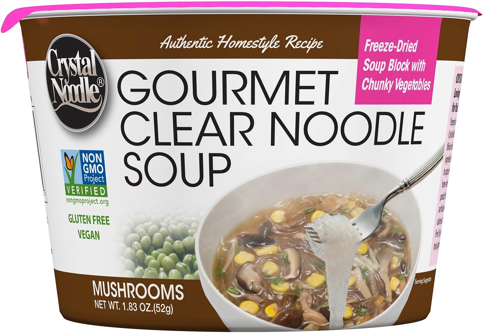 Crystal Noodle Non-GMO Long Noodle Soup, Mushrooms, Mushrooms, 1.83 Ounce (Pack of 6)