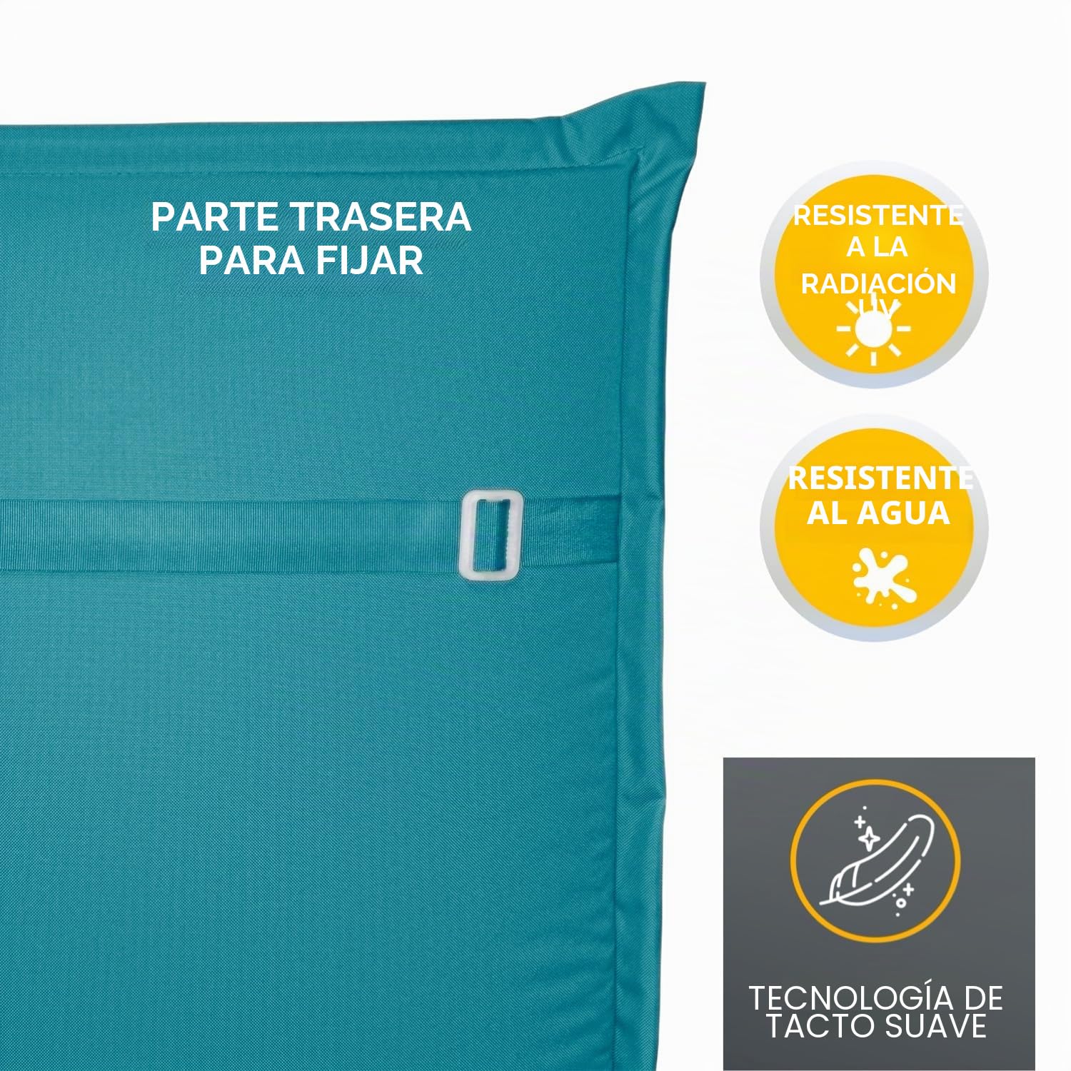 LILENO HOME Cojines para silla de jardín [juego de 2 unidades – respaldo alto] en color azul petróleo – Tumbona cómoda como cojín para muebles de jardín – Cojín para sillas de jardín y sillas