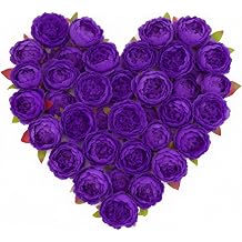 20 Pcs Peonies Artificial Flowers Heads with Stems,3.6Fake Faux Silk Peonies Heads for Wedding Home Decor 20, Purple Blue