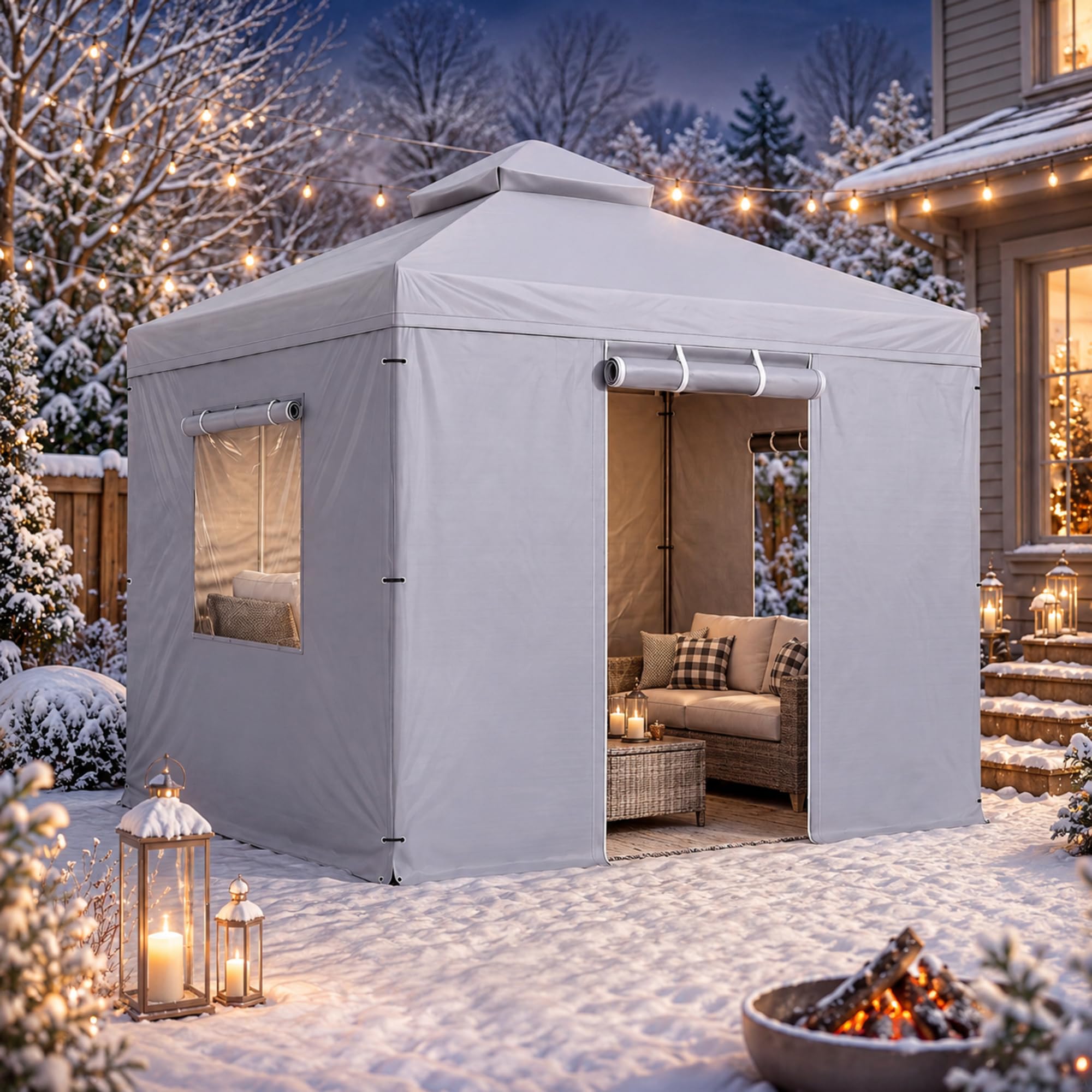 Windyun 10×10 ft Outdoor Gazebo Cover for Winter(Gazebo Not Included)