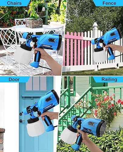 Miniatura 5 de Pistola de pintura HVLP con 5 boquillas de cobre y 3 patrones, pistola de pintura eléctrica de alta potencia con contenedor de 33.8 fl oz para