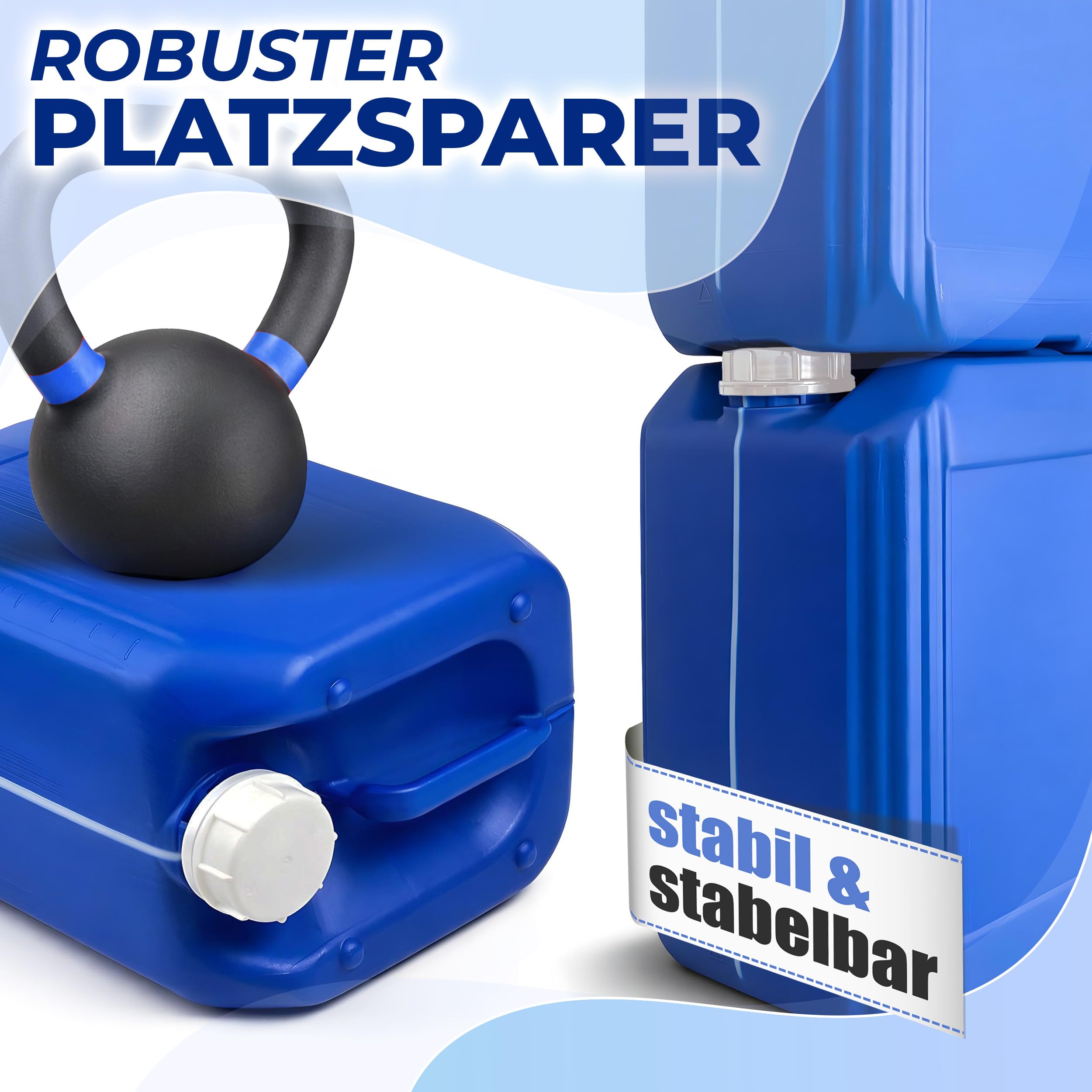 30L Großer Wasserkanister Blau, BPA frei lebensmittelecht, Made in Germany | Kosmetex Wasser Kanister Blau 30 Liter Groß für Camping, Garten, Gewerbe & Haushalt, Robust, Geschmacksneutral für Getränke