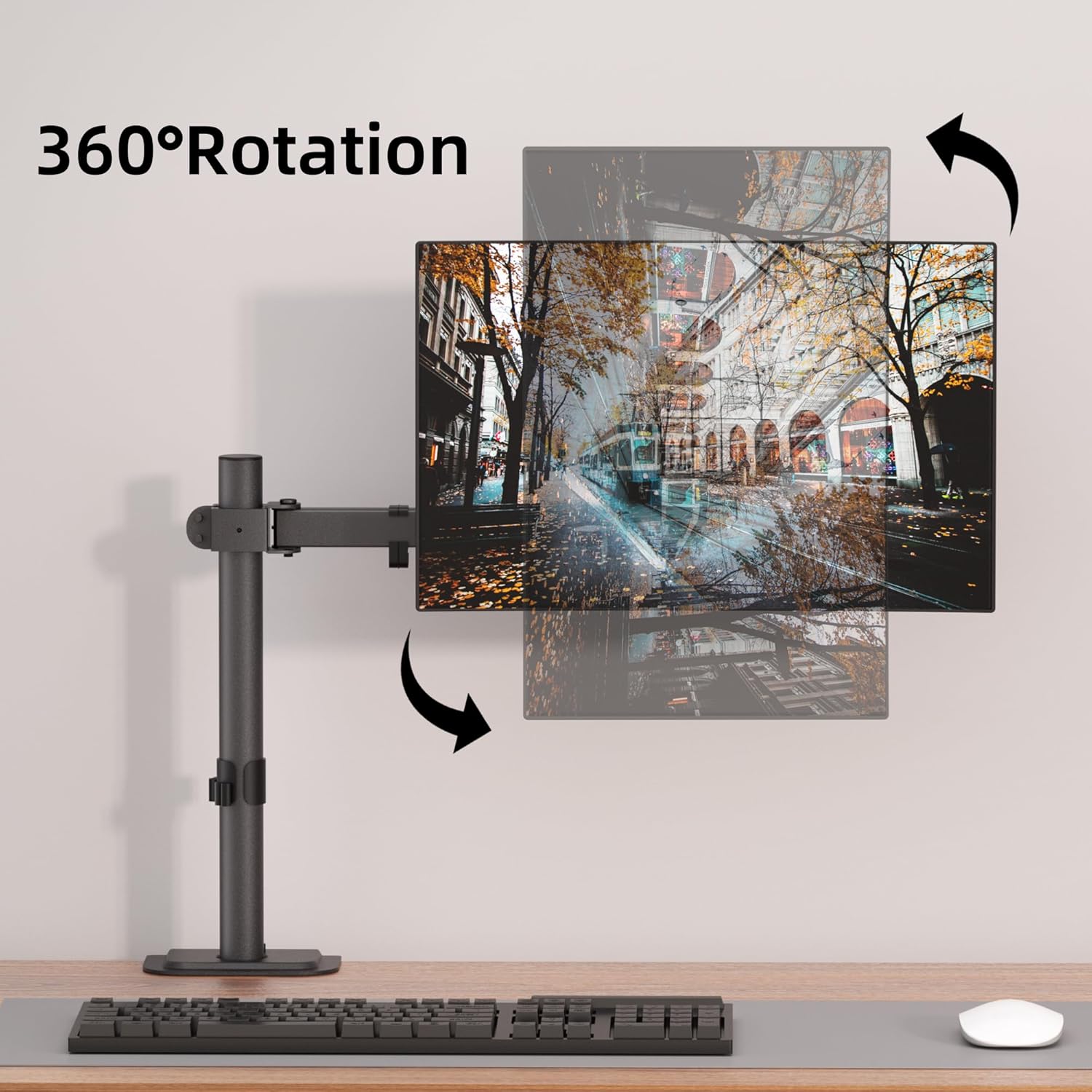 Bracwiser Monitor Mount Single Fully Adjustable Arm Fits One Screen 13-32 inch 22lbs for Monitor Computer Screen 13 15 17 19 20 22 23 24 26 27 30 32 inch VESA 75 100 (MD7421)