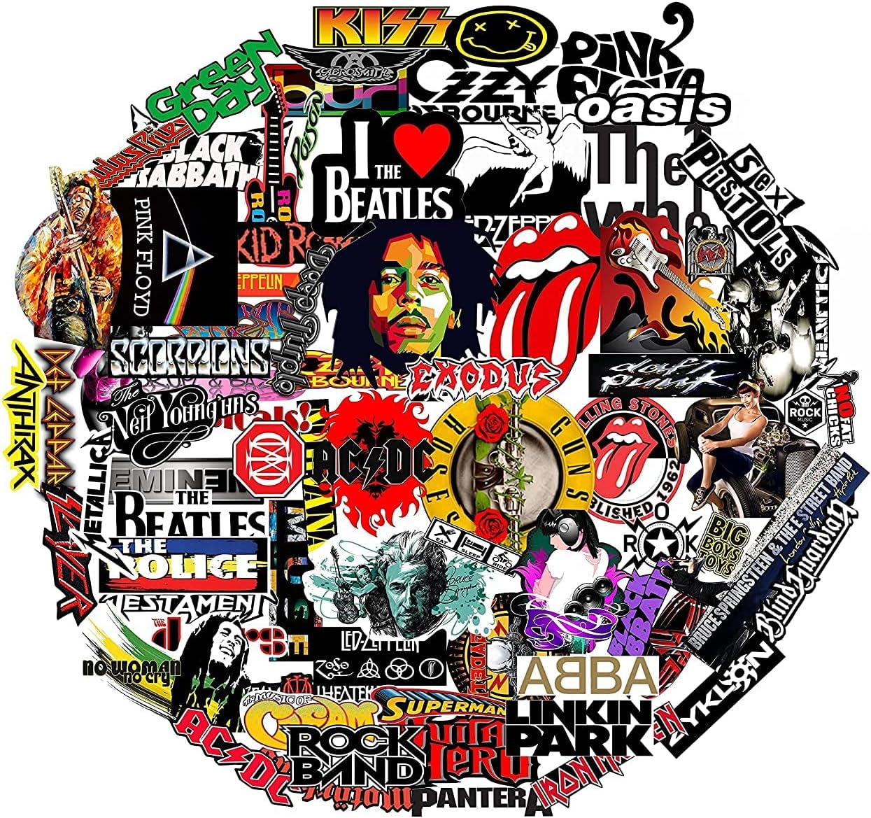 Elton Vinyl Musical Sticker Pack Laser kiss Cut UV Printed [65Pcs for Laptop,Cars,Motorcycle,PS4. X Box One.Guitar Bicycle,Skateboard,Luggage Water Bottle - Waterproof Random Sticker Pack