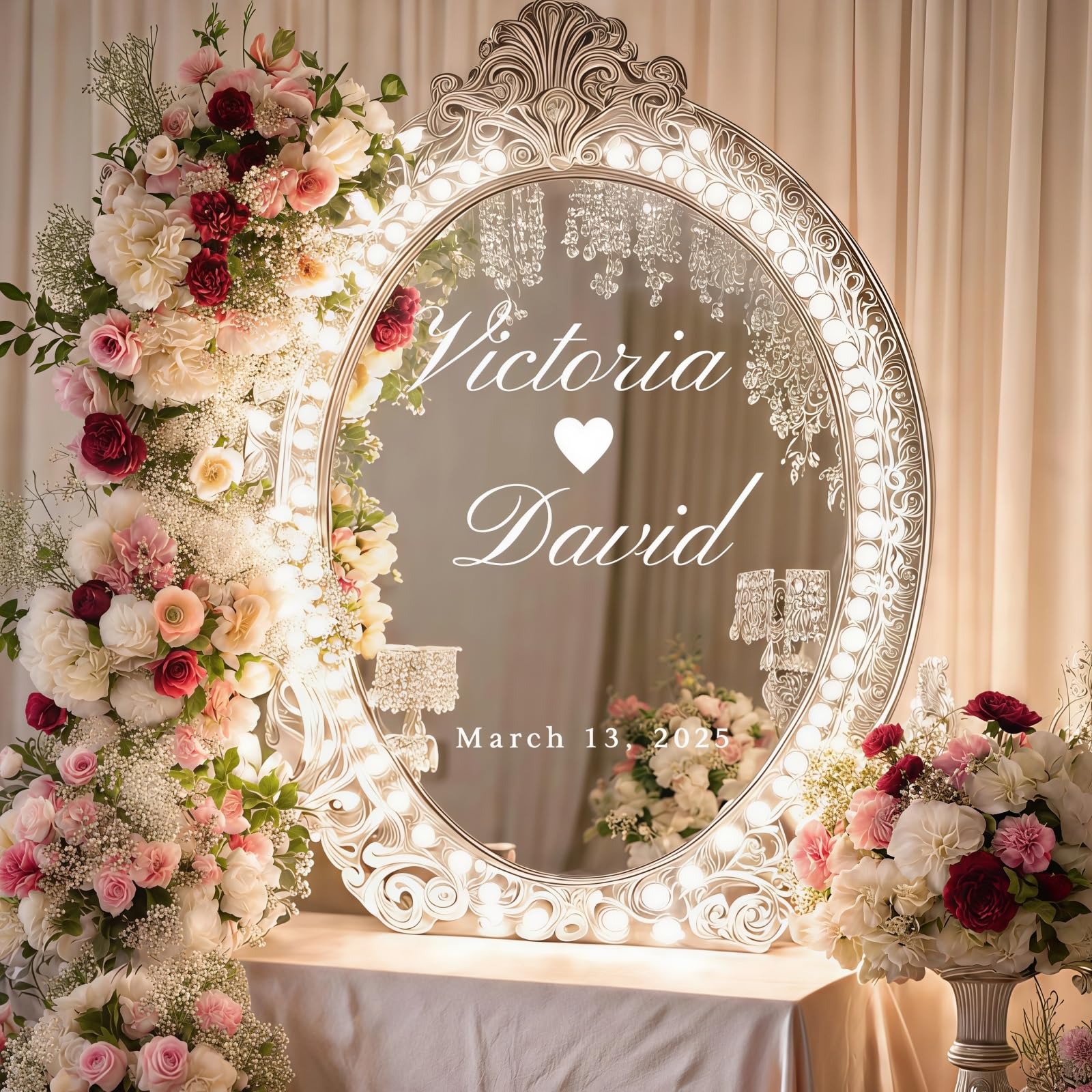 Personalized Wedding Welcome Sign Vinyl Decal, Custom Mirror Sticker for Wedding Reception, DIY Bridal Shower Sign for Ceremony Decor