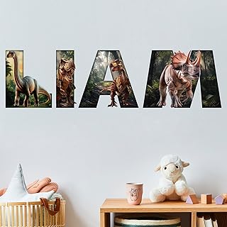 Dinosaur Wall Decal Sticker Art with Custom Name Vinyl Letters for Boys ...