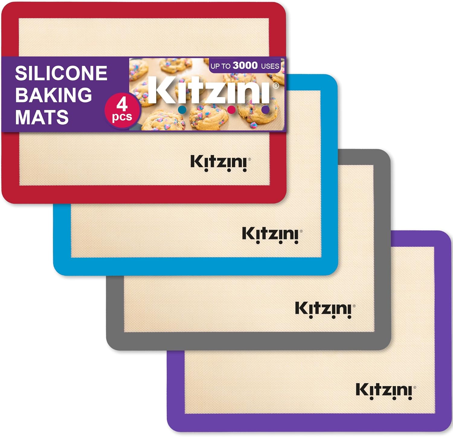 Kitzini Silicone Baking Mat 2-Pack with Pastry Mat
