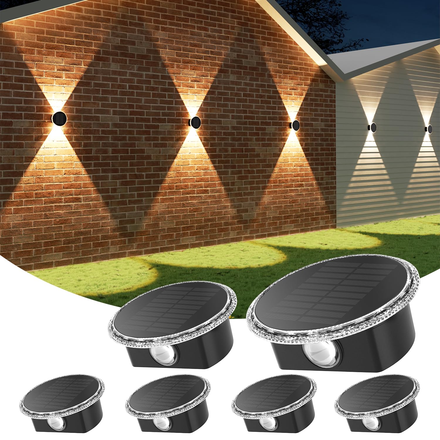 ELLASAY Solar Wall Lights Outdoor: 6-Pack Solar Up and Down Lights Outdoor, IP65 Waterproof, 3000K/4000K/6500K Colour Modes for Garden/Fence/Patio/Backyard/Decorations