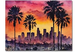 City of Angels – Los Angeles - Original Watercolor Art Print –Wall...