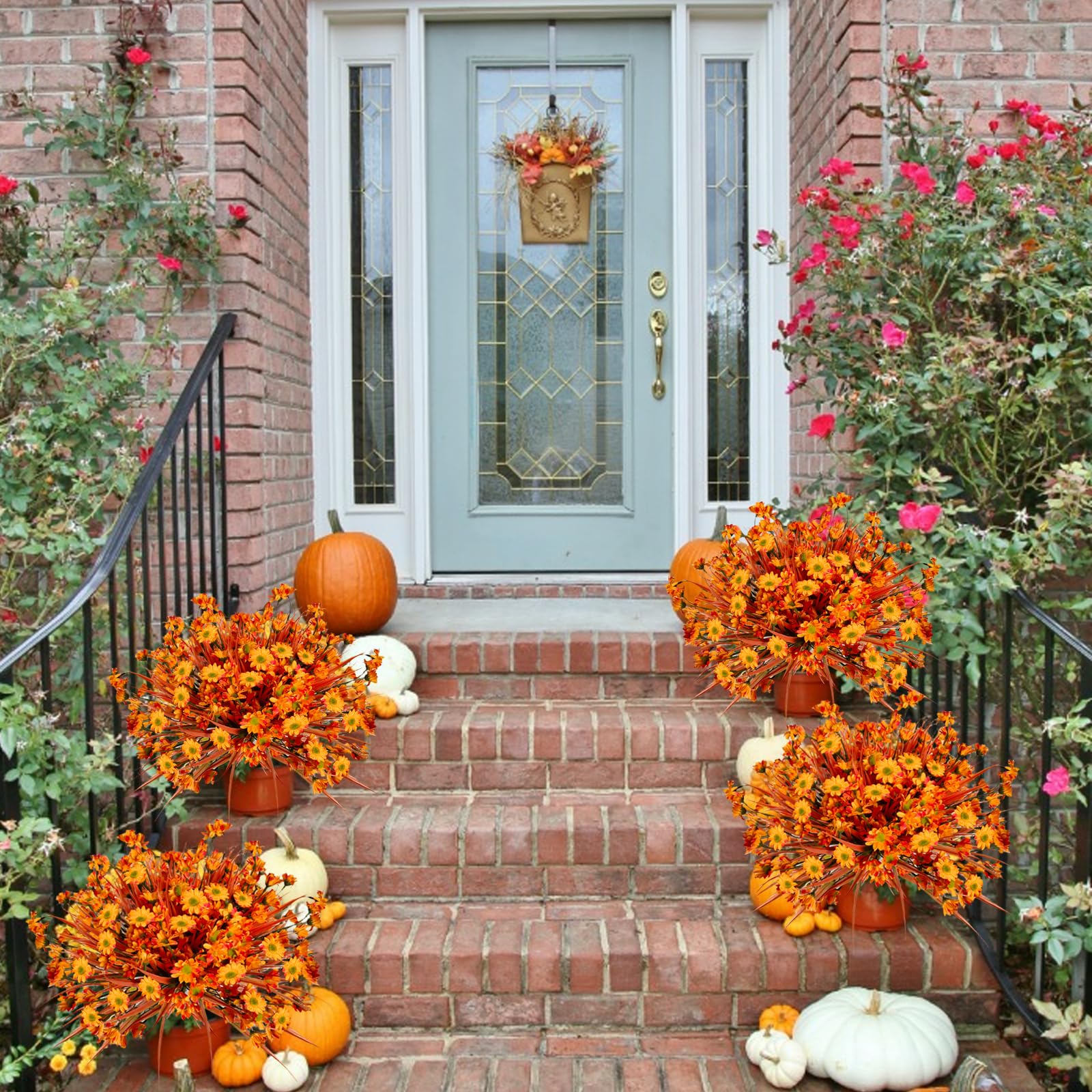 Snapklik.com : Fake Mums Fall Flowers Artificial For Decoration, 12 ...