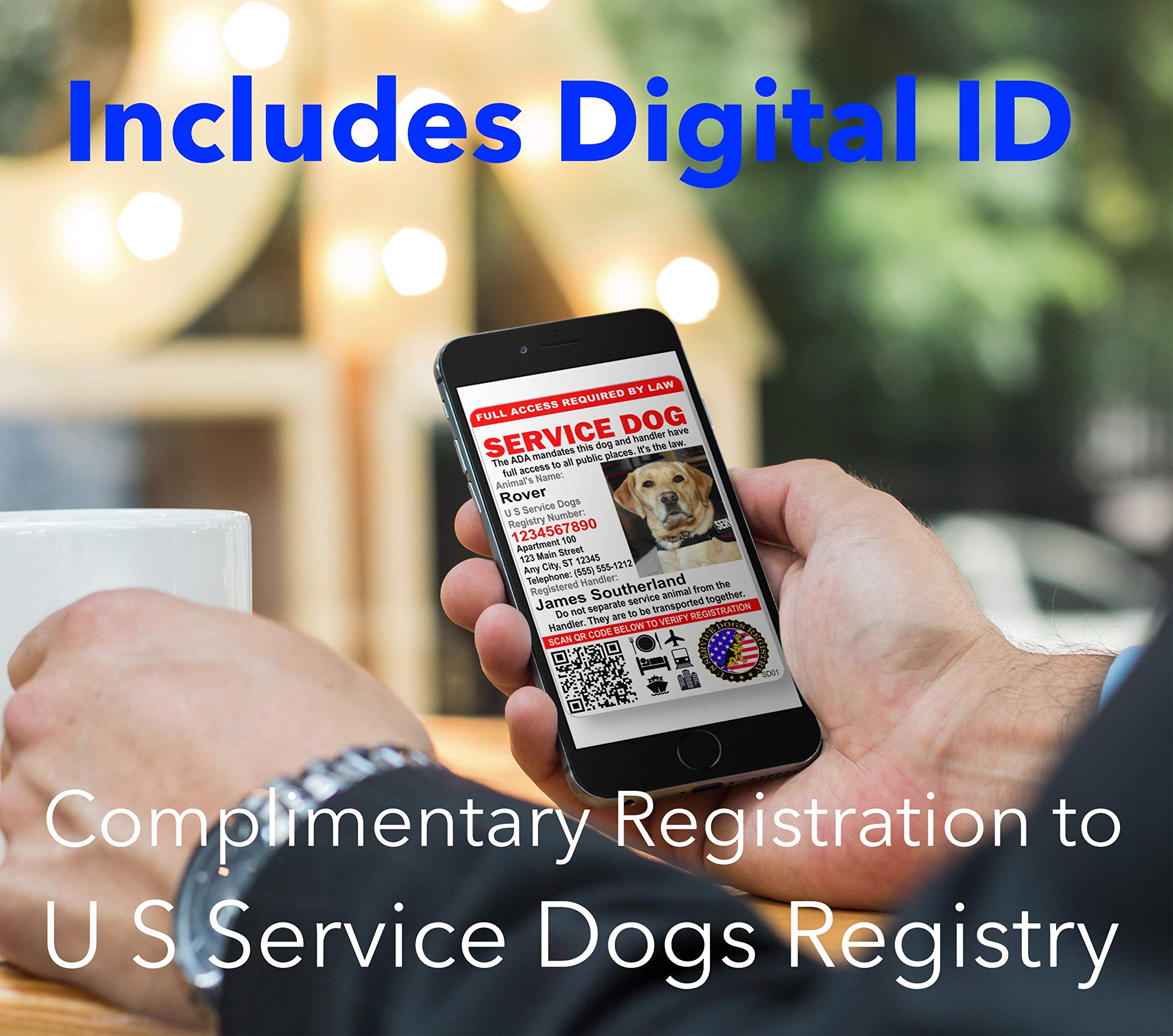 Buy Just 4 Paws Custom Service Dog ID Card with QR Code & Security Seal