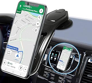 حامل جوال مغناطيسي للسيارة من تيمبو، حامل جوال عالمي للوحة العدادات مع مشبك فتحة التهوية، كوب شفط فائق اللصق، ذراع طويل قابل للتعديل، مغناطيس قوي للغاية، مناسب لجميع الموبايلات الذكية