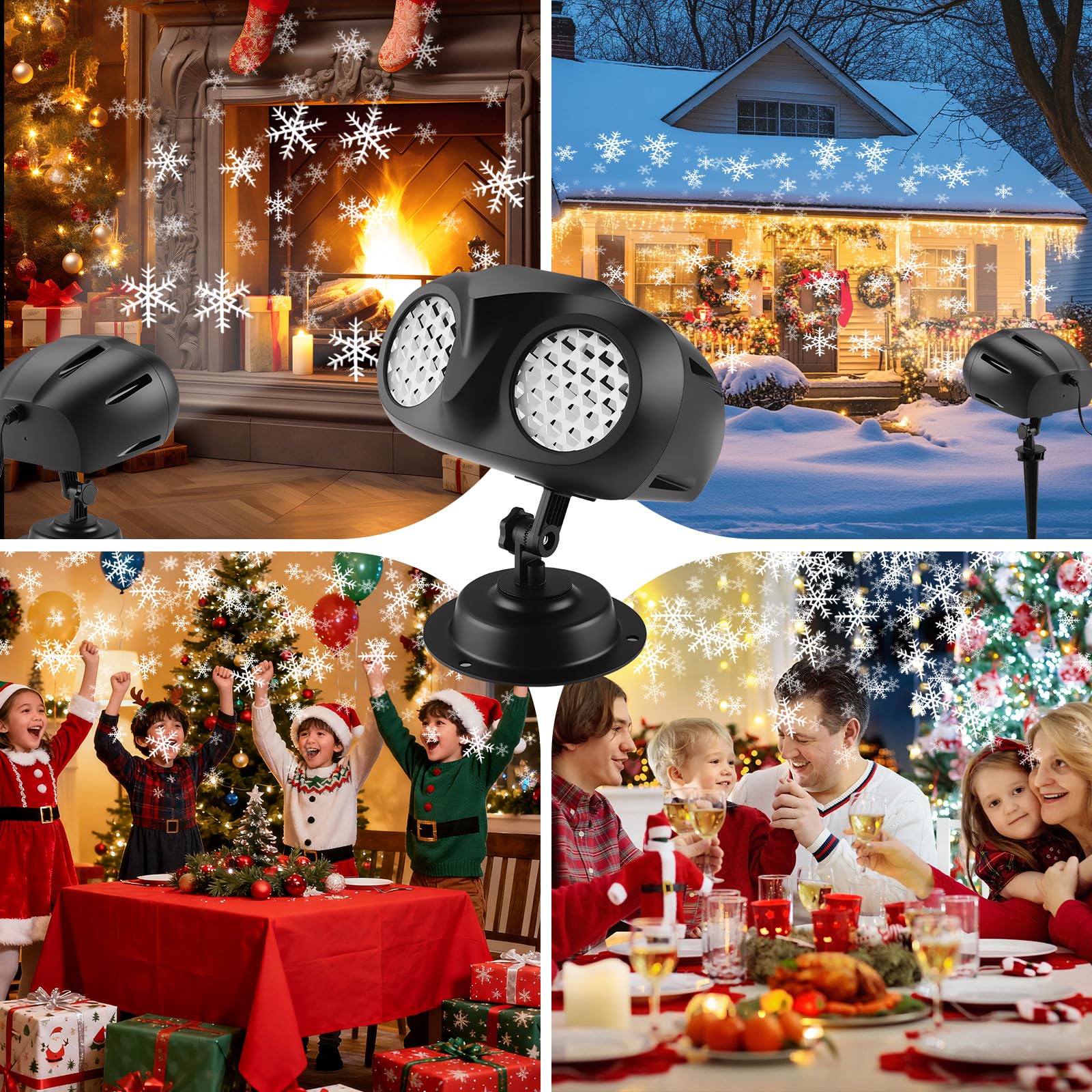 Projektor Weihnachten Aussen mit Doppelprojektion und Fernbedienung, LED Schneeflocken Projektor, für Weihnachtsdeko outdoor, Festivalveranstaltungen, Indoor, Party, Gartendekoration