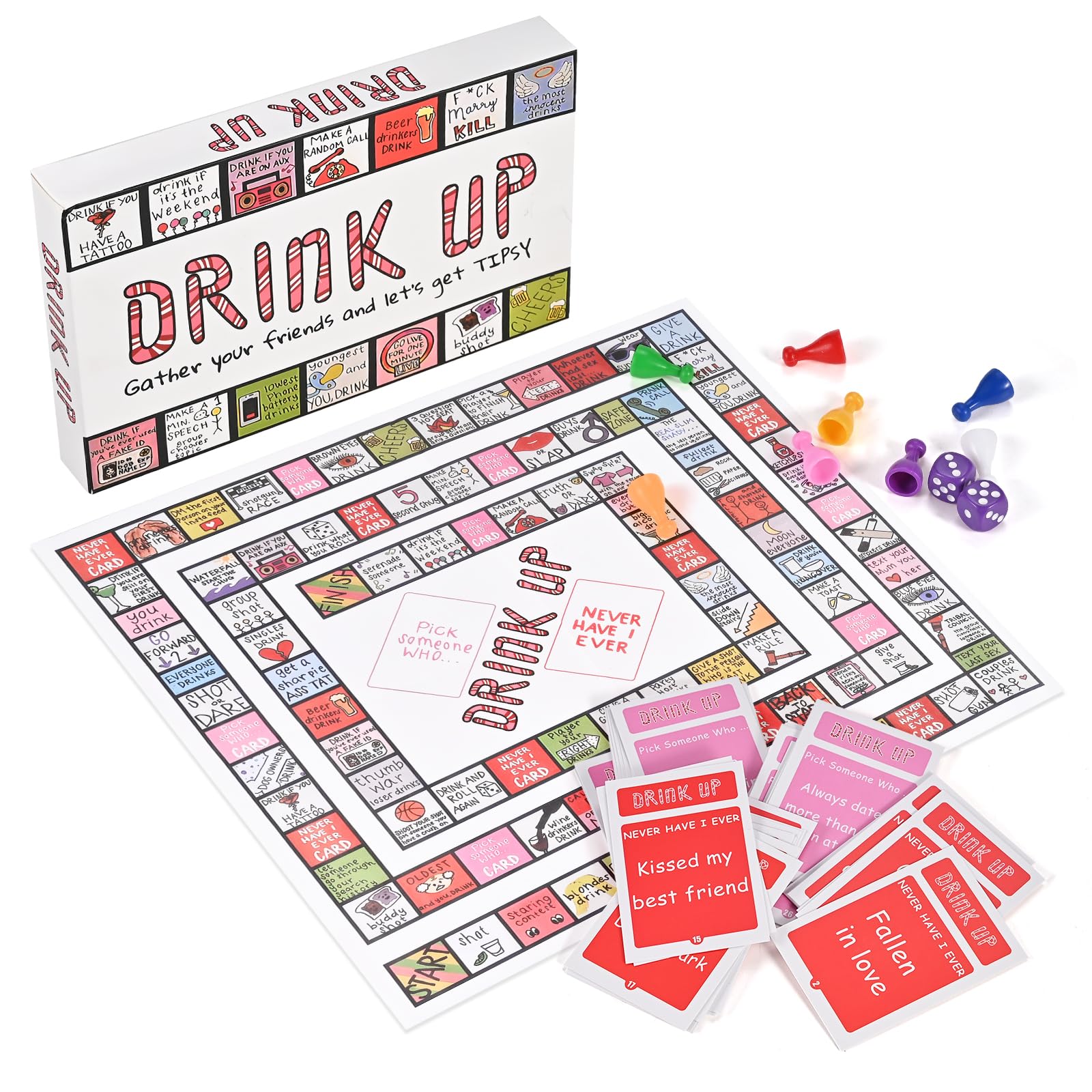 Faburo Drinking Games, Fun Adult Game, Chutes and Ladders Party Game, Snakes and Ladders Gift Set for Adults, Teens & Parties, Birthday Night Party Game