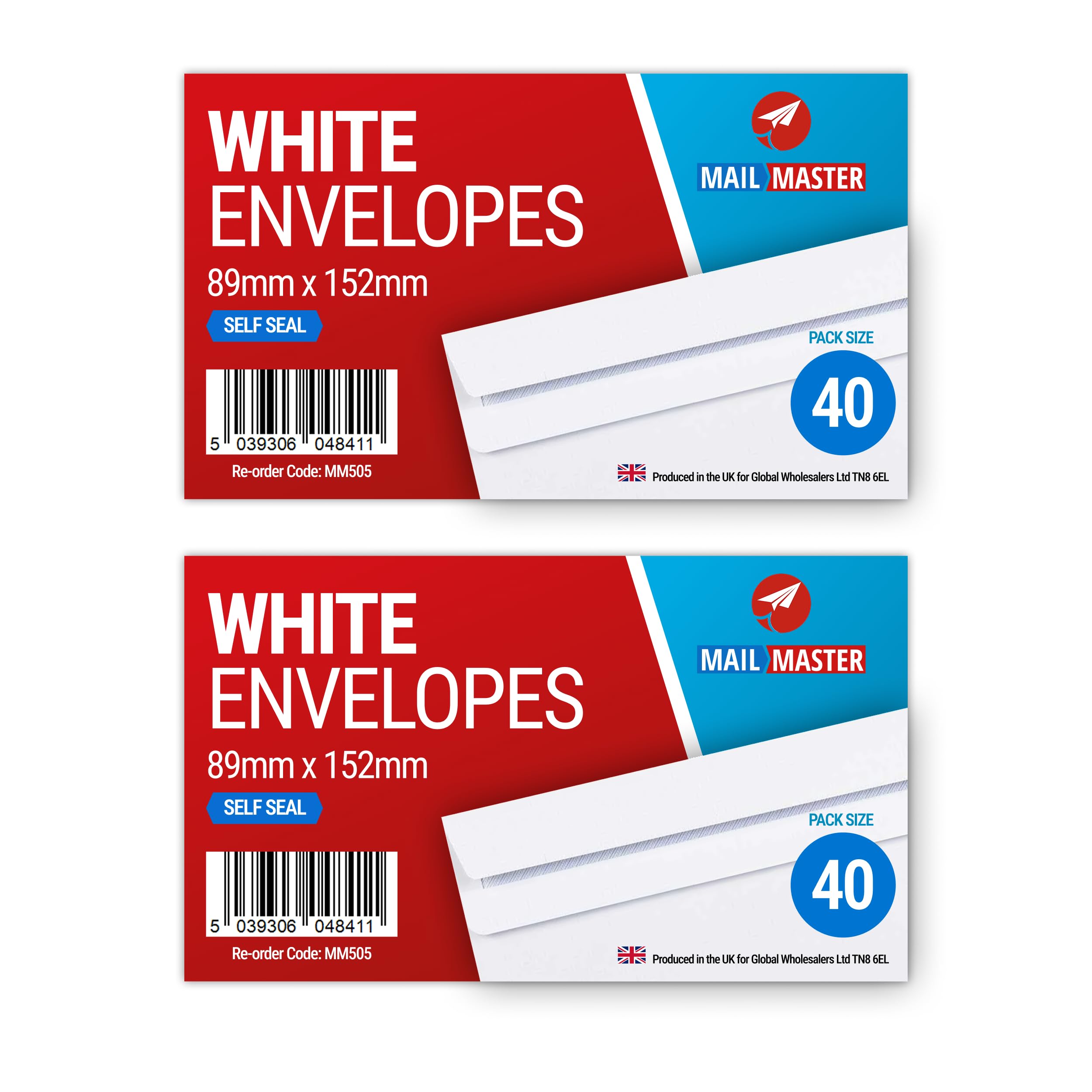 89 x 152 mm White Envelopes, Self Seal No Window, 80 GSM Small Invitation Envelopes for Cards, Letters, Home, Office & Business Mailing (80)