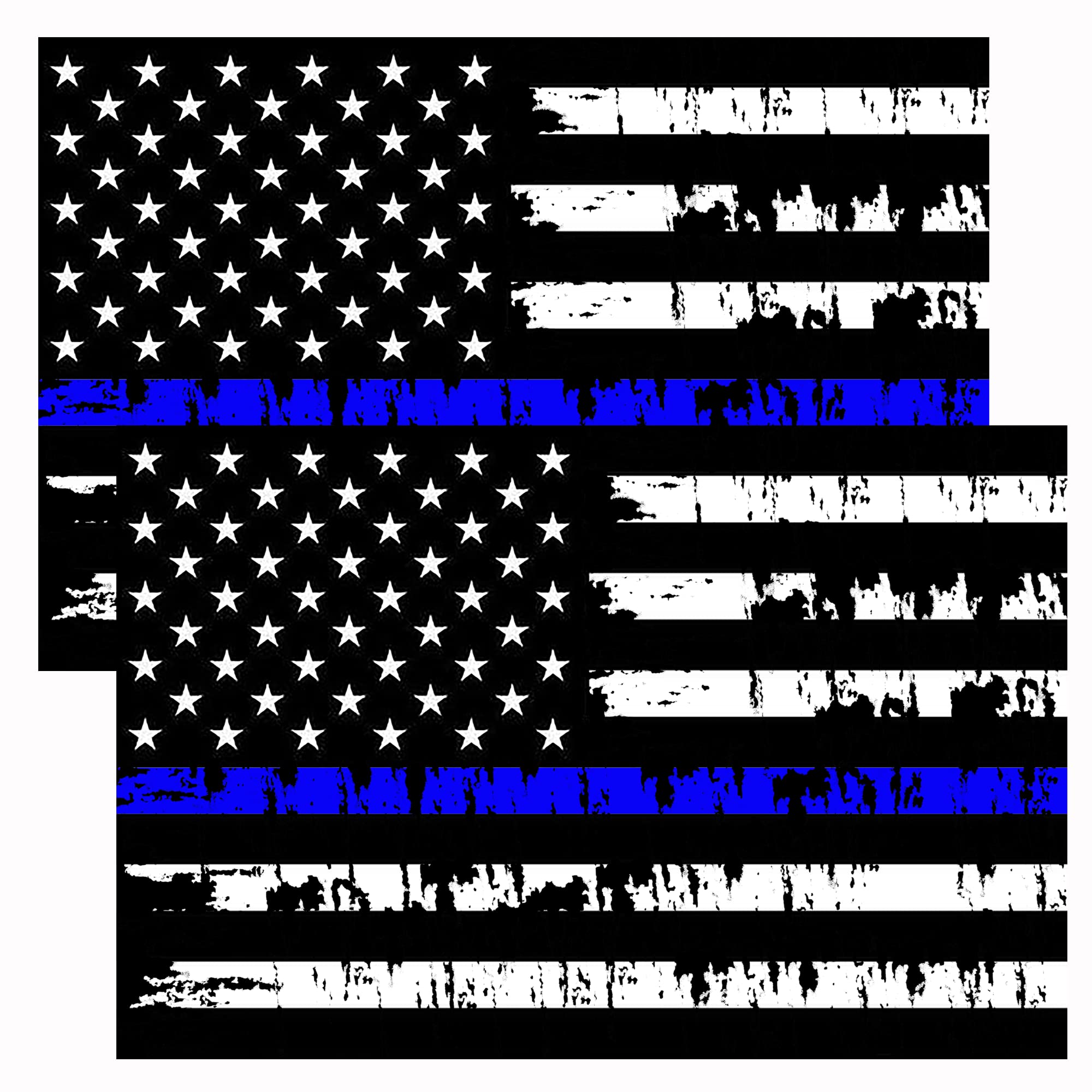Buy 2 PCS Tattered Thin Blue Line American Distressed Bumper Stickers