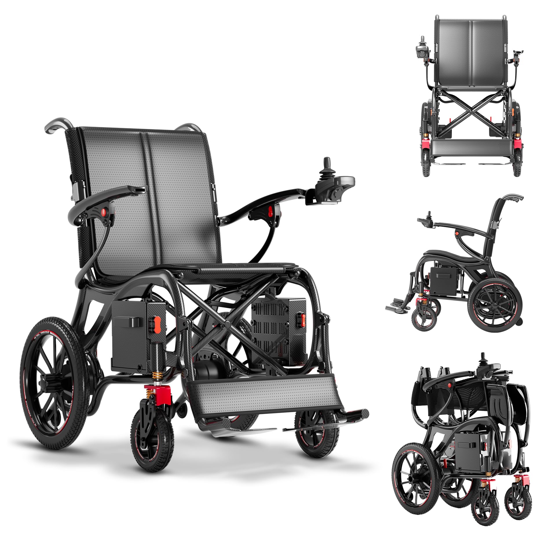 XP06 Silla de Ruedas Eléctrica Plegable de Fibra de Carbono, 500W, 25km