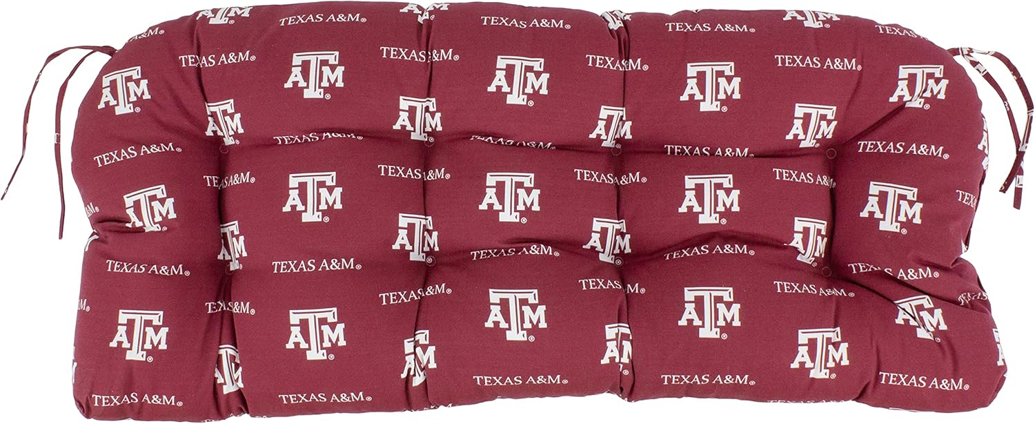 College Covers Comfy Loveseat Settee Cushion, 46 in x 20 in x 3 in, Texas A&M Aggies