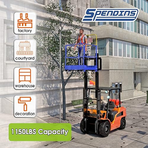 Miniatura 7 de Jaula de seguridad para carretilla elevadora, plataforma de trabajo plegable de 36 x 36 pulgadas, 1150 libras, cesta de acero pesado con cuatro