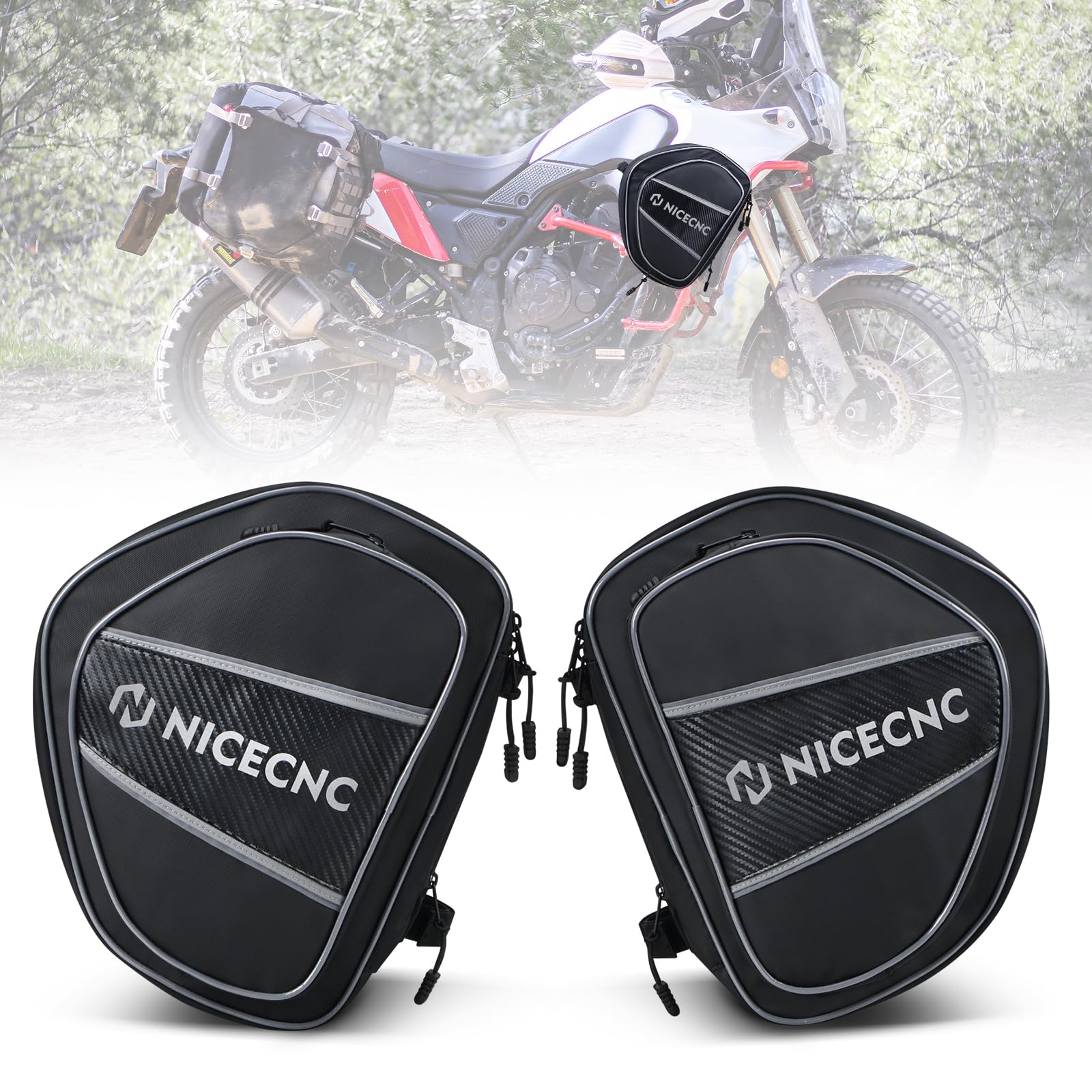 NICECNC Bolsas para Barras Protección De Motocicleta 2 Uds, 11L Expandible Bolsa para Marco de Motocicleta, Bolsa de Almacenamiento de Accesorios para Herramientas Compatible with Yamaha Tenere 700