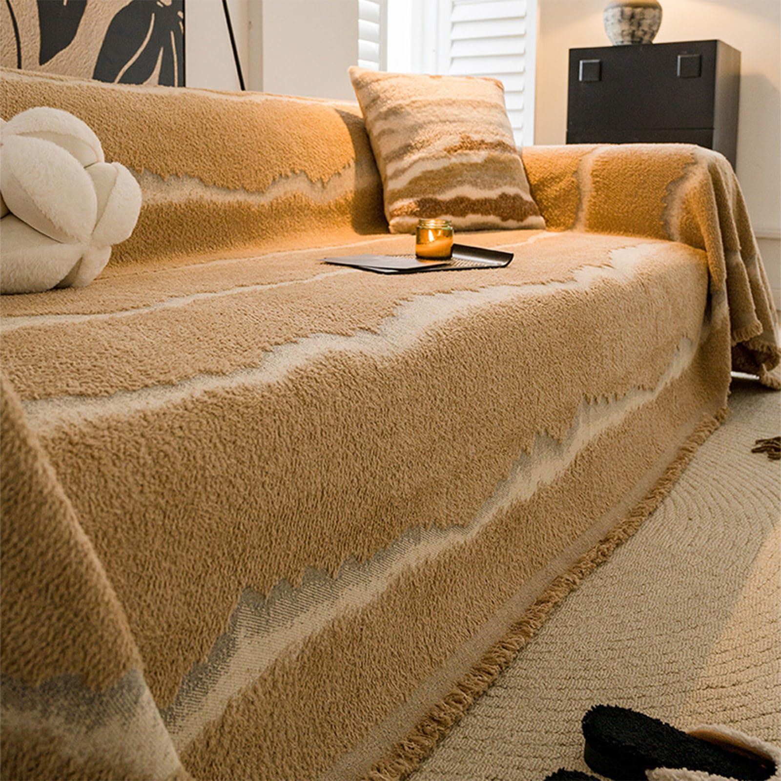 Housse de canapé matelassée haut de gamme Coffeebrown 180x340cm