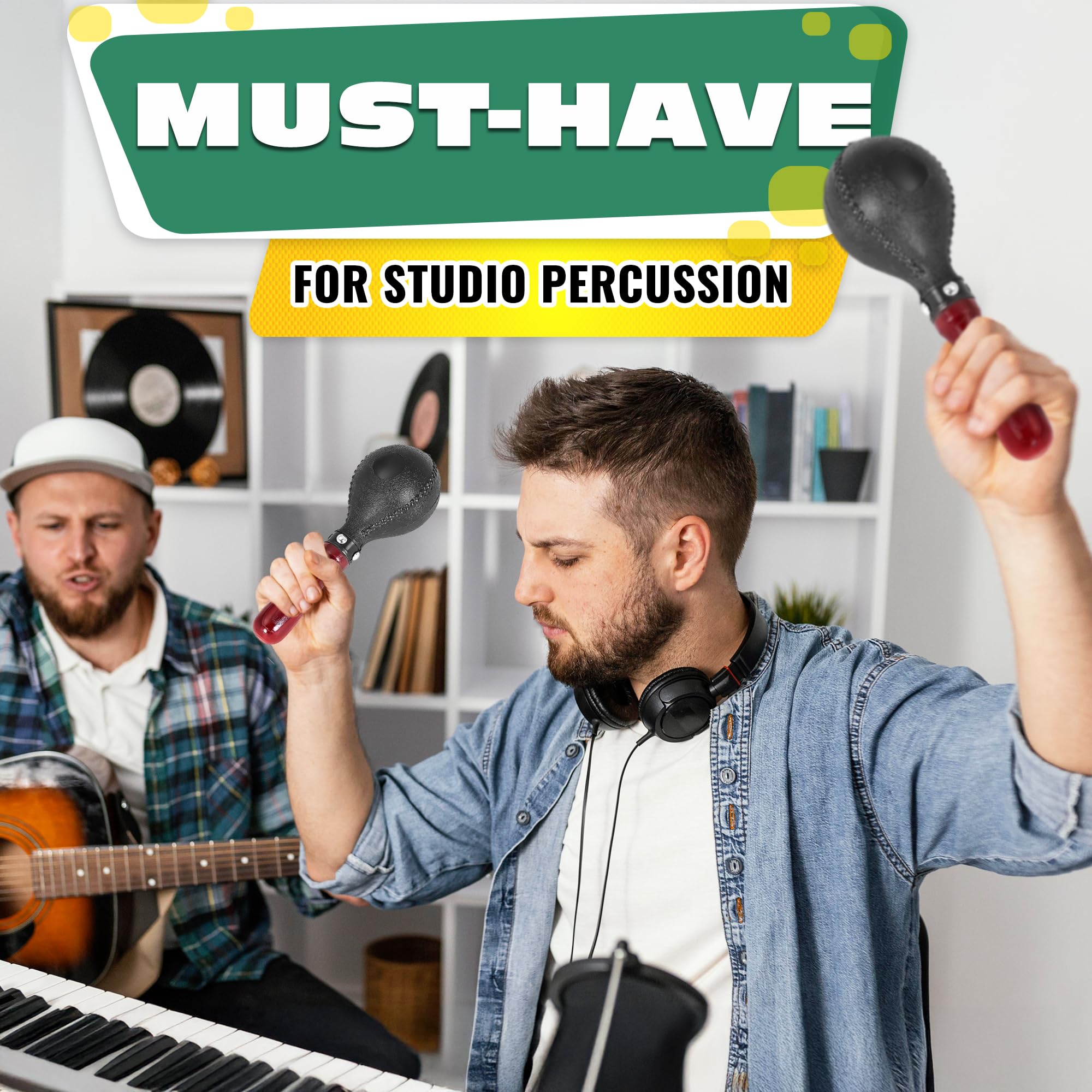 2 maracas grandes de madera para instrumentos musicales para adultos
