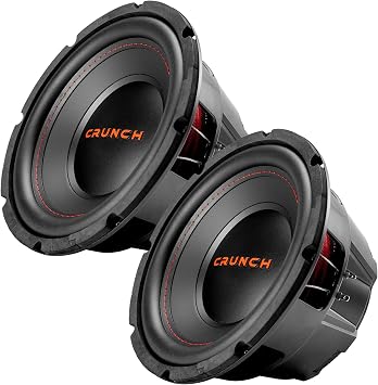Crunch 2 Pack CRW10D4 10" 400W MAX 200W RMS 4 Ohm Dual Voice Coil Car Audio Subwoofer Speaker with Spade Terminals for Sealed or Vented Enclosure
