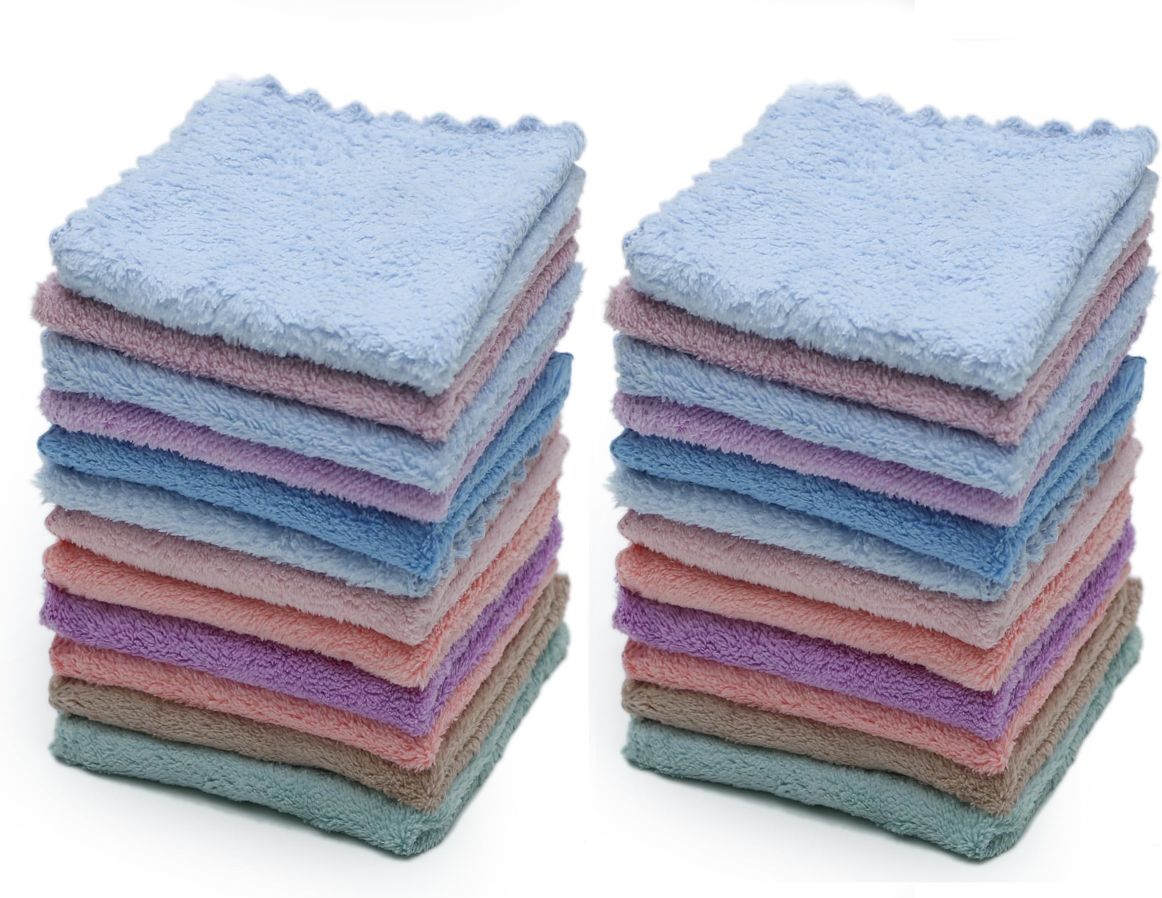 THE HOME TALK Face Towel Handkerchief for Kids | Solid Face Towel | Polyester Cotton | Super Soft | Birthday Gifting, Kanjak, School Going Kids (Pack of 24, Solid Design, 9 x 9 Inch)