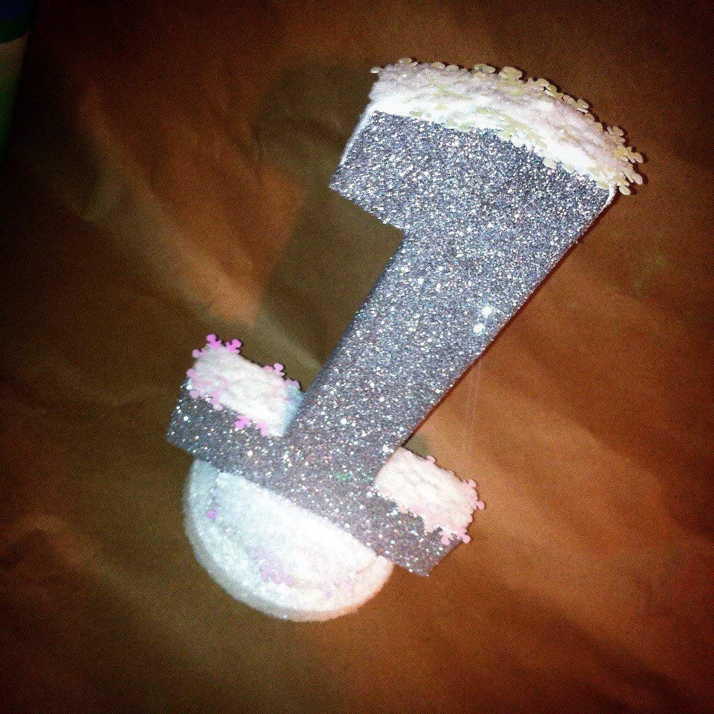 Sparkling and personalized glittery centerpieces for baby showers, kids parties, Frozen inspired snow letters in any color with snowed on appearance!